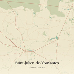 Fototapeta premium Vintage map of Saint-Julien-de-Vouvantes, France.