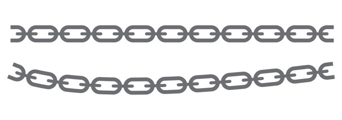 Chain icon set. Simple style isolated vector chain icon illustrations. Chain sign icon in flat style. Black and red icons on white background. Set of chain vector signs or symbols.