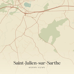 Fototapeta premium Vintage map of Saint-Julien-sur-Sarthe, France.
