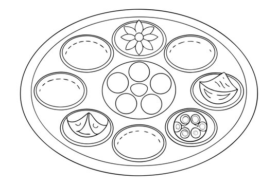 black and white seder plate outline clip art preview