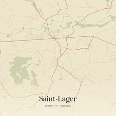 Fototapeta premium Vintage map of Saint-Lager, France.