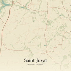 Obraz premium Vintage map of Saint-Juvat, France.