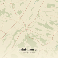 Fototapeta premium Vintage map of Saint-Laurent, France.