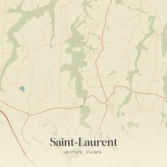 Fototapeta premium Vintage map of Saint-Laurent, France.