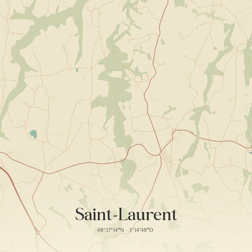 Vintage map of Saint-Laurent, France.