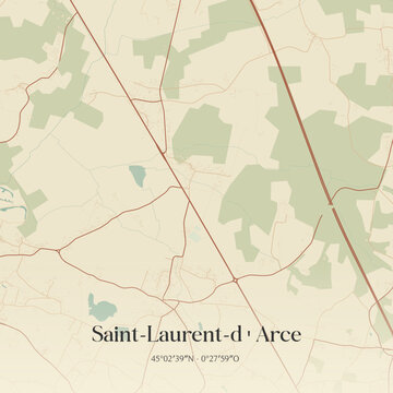 Vintage map of Saint-Laurent-d'Arce, France.