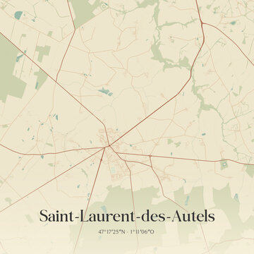 Vintage map of Saint-Laurent-des-Autels, France.