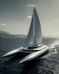 An aerodynamically designed racing sailing yacht w_008