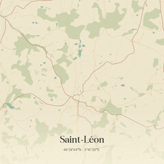Fototapeta premium Vintage map of Saint-Léon, France.
