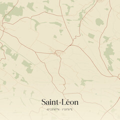 Naklejka premium Vintage map of Saint-Léon, France.