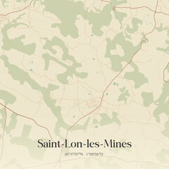 Vintage map of Saint-Lon-les-Mines, France.