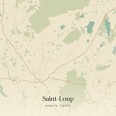Fototapeta premium Vintage map of Saint-Loup, France.