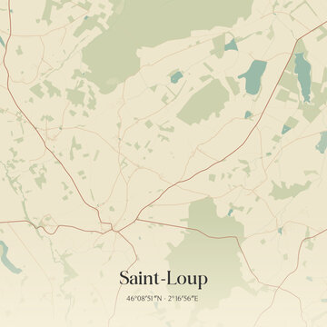 Vintage map of Saint-Loup, France.