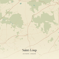 Fototapeta premium Vintage map of Saint-Loup, France.