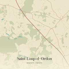 Vintage map of Saint-Loup-d'Ordon, France. © Rezona