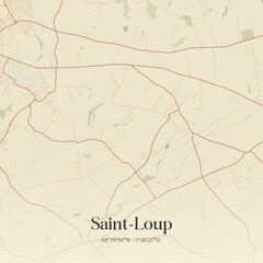 Fototapeta premium Vintage map of Saint-Loup, France.