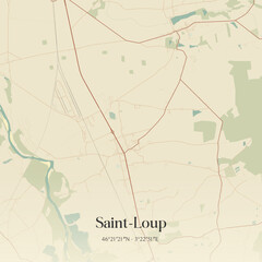Obraz premium Vintage map of Saint-Loup, France.