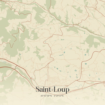Vintage map of Saint-Loup, France.
