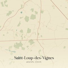 Fototapeta premium Vintage map of Saint-Loup-des-Vignes, France.