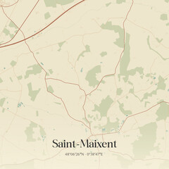 Fototapeta premium Vintage map of Saint-Maixent, France.
