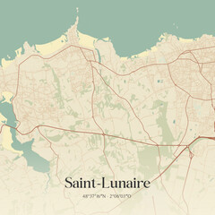 Fototapeta premium Vintage map of Saint-Lunaire, France.
