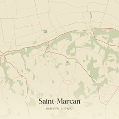 Fototapeta premium Vintage map of Saint-Marcan, France.