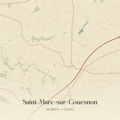 Fototapeta premium Vintage map of Saint-Marc-sur-Couesnon, France.
