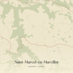 Obraz premium Vintage map of Saint-Marcel-en-Marcillat, France.