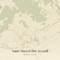 Fototapeta premium Vintage map of Saint-Marcel-Bel-Accueil, France.
