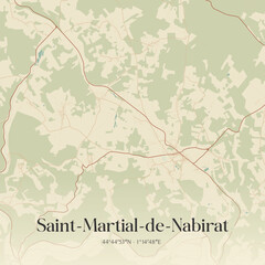 Fototapeta premium Vintage map of Saint-Martial-de-Nabirat, France.