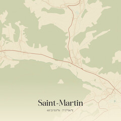 Obraz premium Vintage map of Saint-Martin, France.