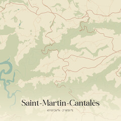 Obraz premium Vintage map of Saint-Martin-Cantalès, France.