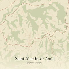 Fototapeta premium Vintage map of Saint-Martin-d'Août, France.