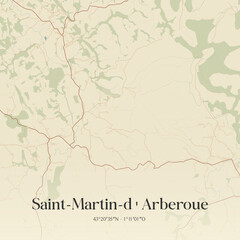 Obraz premium Vintage map of Saint-Martin-d'Arberoue, France.