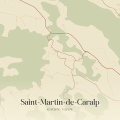 Obraz premium Vintage map of Saint-Martin-de-Caralp, France.