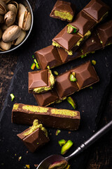 Dubai chocolate with kadayif pistachio filling