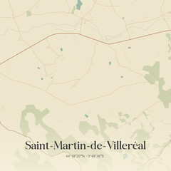 Fototapeta premium Vintage map of Saint-Martin-de-Villeréal, France.