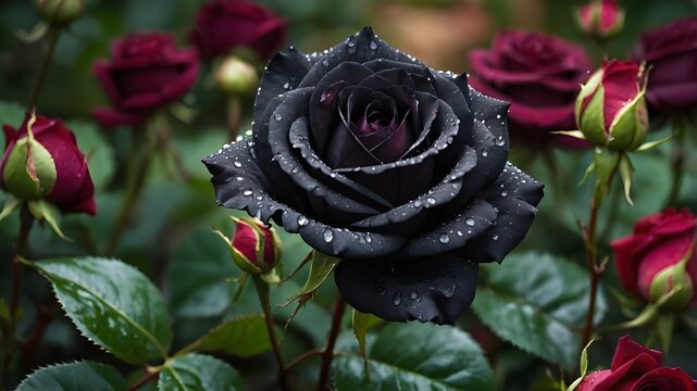Elegant Dark Rose in the Garden.