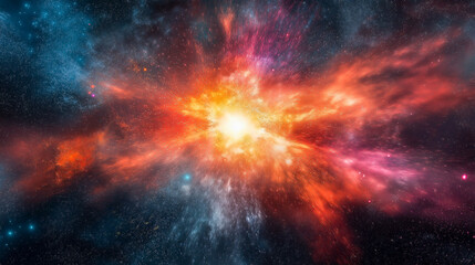 Fototapeta premium Energy shock wave, a red shock wave spreading from the central point, illuminates the entire black background