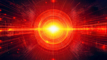 Fototapeta premium Energy shock wave, a red shock wave spreading from the central point, illuminates the entire black background