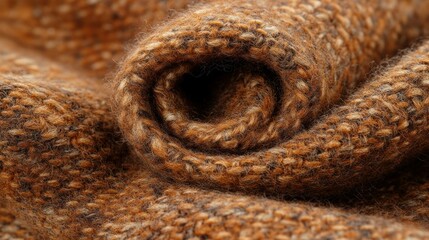 Obraz premium Rolled brown fabric texture close-up, background textile