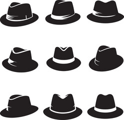 set of hats vector illustration silhouette