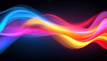 Obraz premium A colorful abstract design featuring vibrant waves on a dark background.