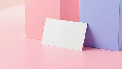 Naklejka premium A business card mockup featuring a vibrant gradient background in pink and purple tones. Perfect for presenting bold and creative branding designs with a modern and stylish edge.