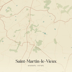 Fototapeta premium Vintage map of Saint-Martin-le-Vieux, France.