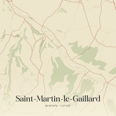 Fototapeta premium Vintage map of Saint-Martin-le-Gaillard, France.