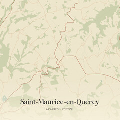 Fototapeta premium Vintage map of Saint-Maurice-en-Quercy, France.