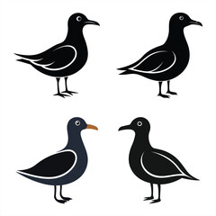 High-Quality Seagull Bird Silhouette Vector Perfect for Logos.