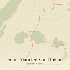 Obraz premium Vintage map of Saint-Maurice-sur-Huisne, France.