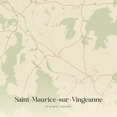 Obraz premium Vintage map of Saint-Maurice-sur-Vingeanne, France.